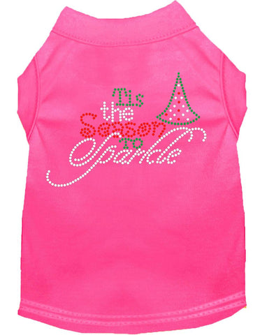 Tis The Season To Sparkle Rhinestone Dog Shirt Bright Pink Lg (14)