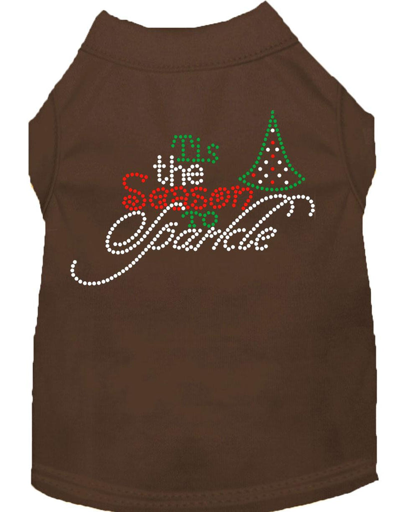 Tis The Season To Sparkle Rhinestone Dog Shirt Brown Med (12)