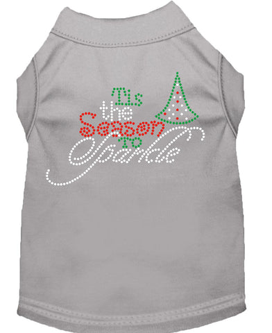 Tis The Season To Sparkle Rhinestone Dog Shirt Grey Lg (14)