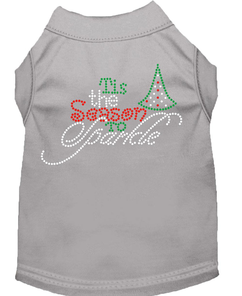 Tis The Season To Sparkle Rhinestone Dog Shirt Grey Xs (8)