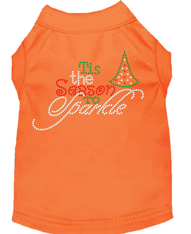 Tis The Season To Sparkle Rhinestone Dog Shirt Orange Lg (14)