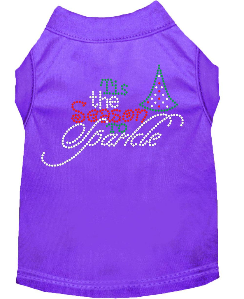 Tis The Season To Sparkle Rhinestone Dog Shirt Purple Lg (14)