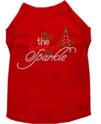 Tis The Season To Sparkle Rhinestone Dog Shirt Red Lg (14)