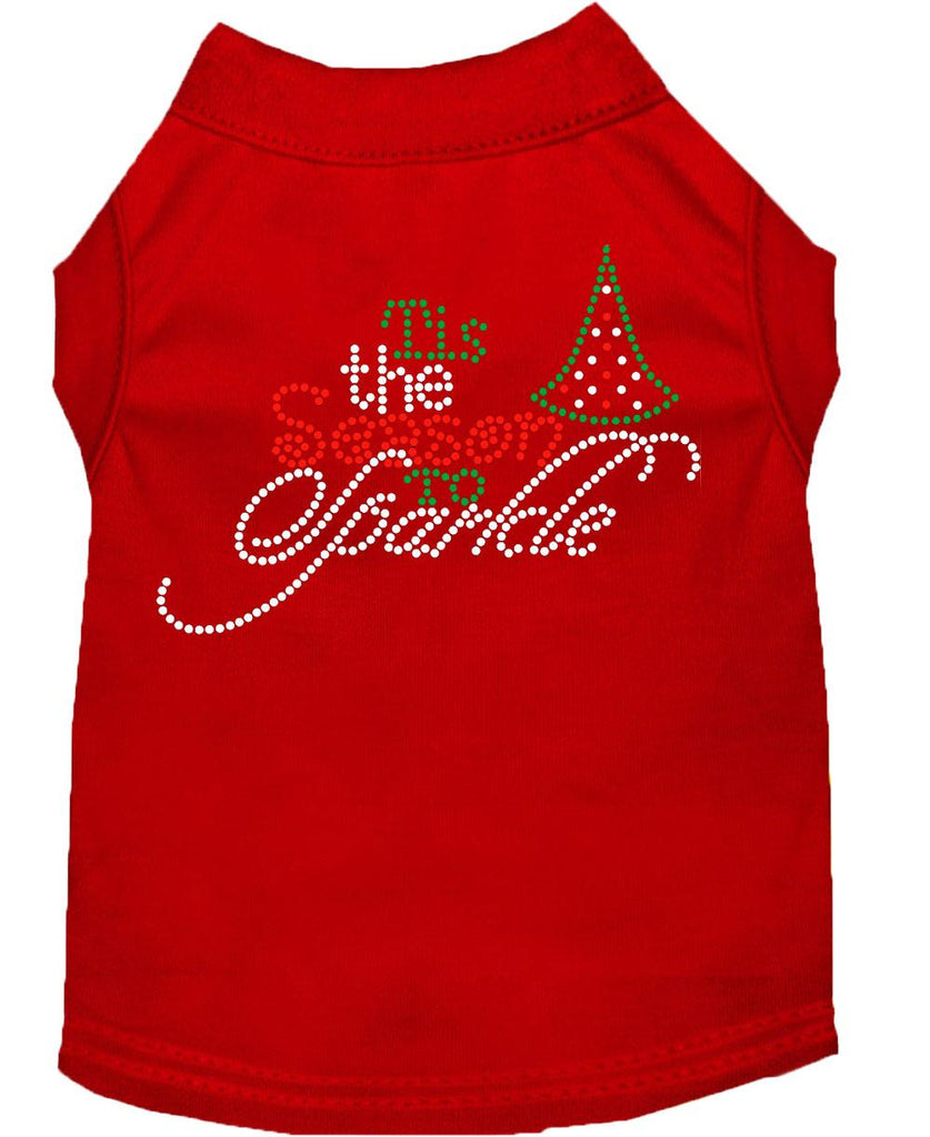 Tis The Season To Sparkle Rhinestone Dog Shirt Red Sm (10)