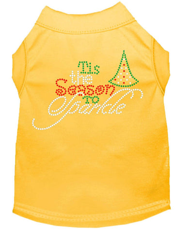 Tis The Season To Sparkle Rhinestone Dog Shirt Yellow Med (12)