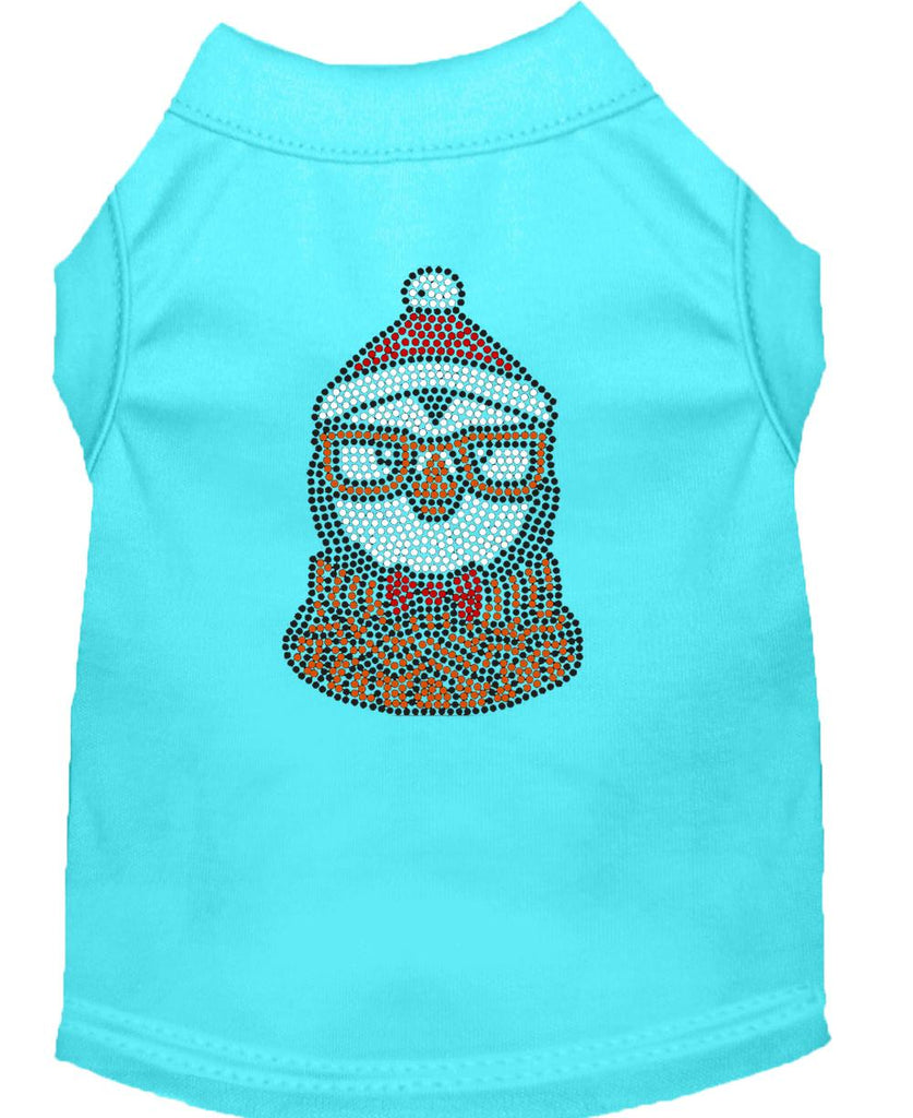 Hipster Penguin Rhinestone Dog Shirt Aqua Lg (14)