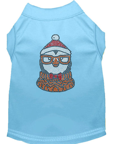 Hipster Penguin Rhinestone Dog Shirt Baby Blue Lg (14)