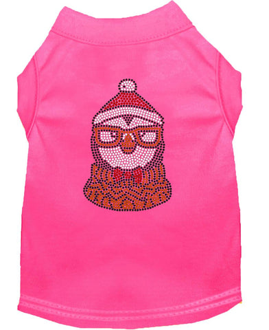 Hipster Penguin Rhinestone Dog Shirt Bright Pink Lg (14)