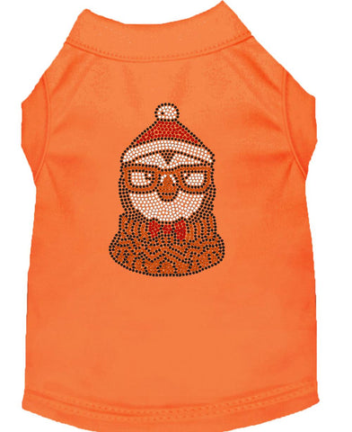 Hipster Penguin Rhinestone Dog Shirt Orange Lg (14)