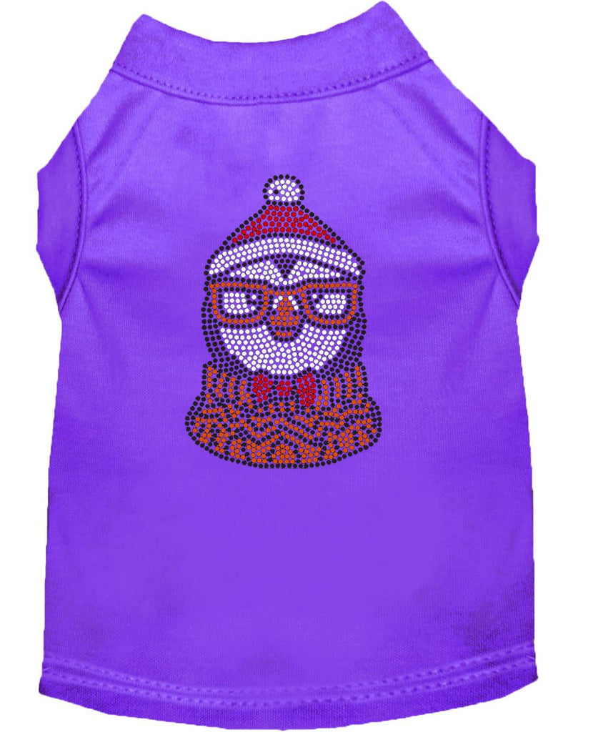 Hipster Penguin Rhinestone Dog Shirt Purple Med (12)