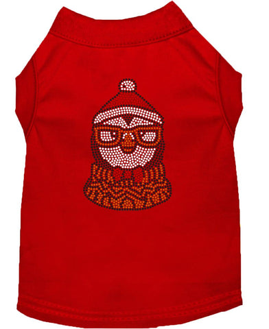 Hipster Penguin Rhinestone Dog Shirt Red Xs (8)