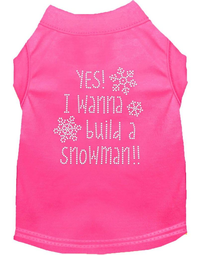 Yes! I Want To Build A Snowman Rhinestone Dog Shirt Bright Pink Xs (8)