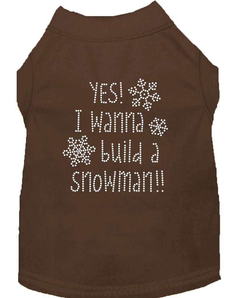 Yes! I Want To Build A Snowman Rhinestone Dog Shirt Brown Lg (14)