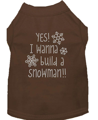 Yes! I Want To Build A Snowman Rhinestone Dog Shirt Brown Xl (16)