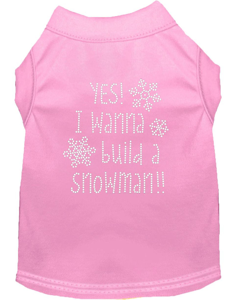 Yes! I Want To Build A Snowman Rhinestone Dog Shirt Light Pink Lg (14)