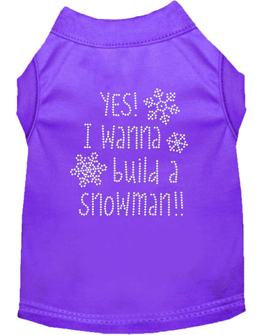 Yes! I Want To Build A Snowman Rhinestone Dog Shirt Purple Med (12)