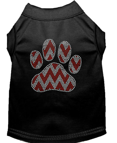 Candy Cane Chevron Paw Rhinestone Dog Shirt Black Lg (14)