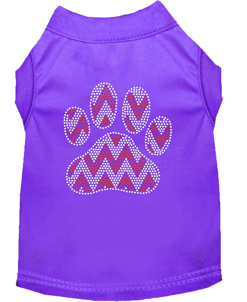 Candy Cane Chevron Paw Rhinestone Dog Shirt Purple Med (12)