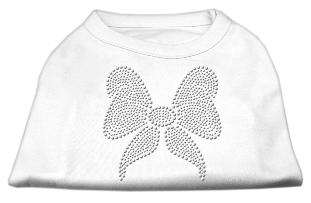 Rhinestone Bow Shirts White L (14)