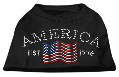 Classic American Rhinestone Shirts Black L (14)