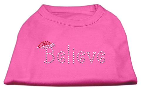 Believe Rhinestone Shirts Bright Pink L (14)