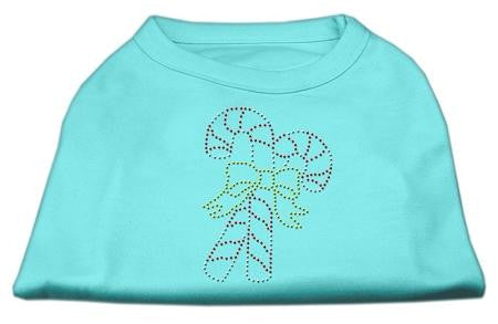 Candy Cane Rhinestone Shirt Aqua XL (16)