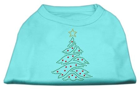 Christmas Tree Rhinestone Shirt Aqua S (10)