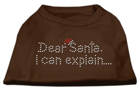 Dear Santa I Can Explain Rhinestone Shirts Brown XS (8)