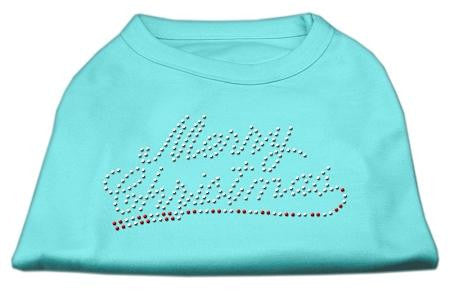 Merry Christmas Rhinestone Shirt Aqua L (14)