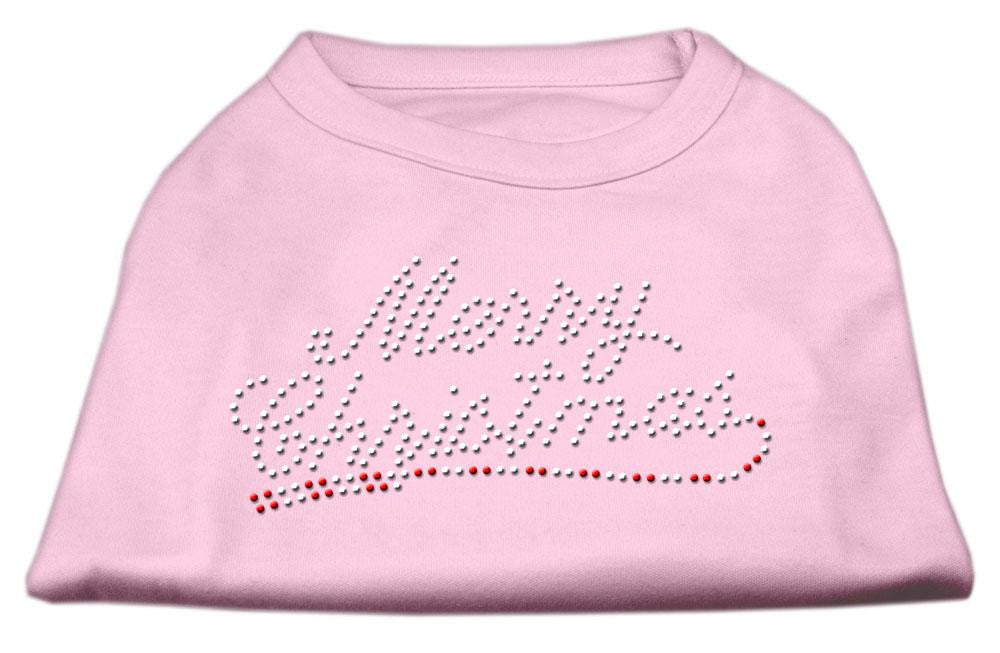 Merry Christmas Rhinestone Shirt Light Pink L (14)