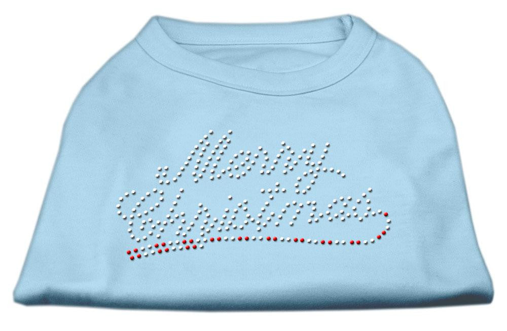 Merry Christmas Rhinestone Shirt Baby Blue XS (8)