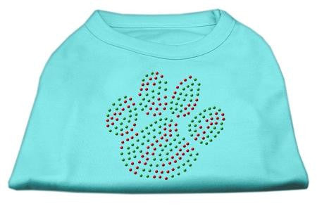 Holiday Paw Rhinestone Shirts Baby Blue L (14)