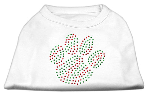 Holiday Paw Rhinestone Shirts White L (14)