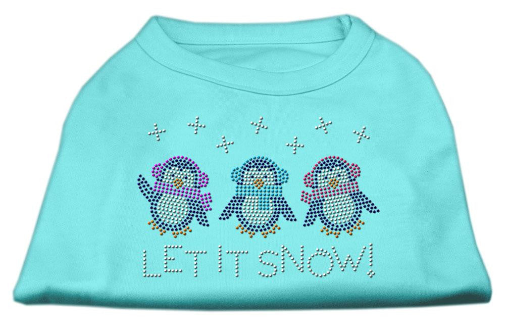 Let It Snow Penguins Rhinestone Shirt Aqua L (14)