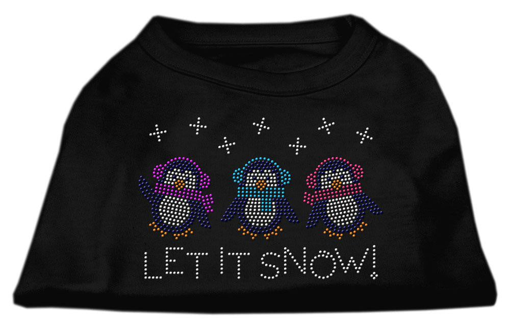 Let It Snow Penguins Rhinestone Shirt Black L (14)