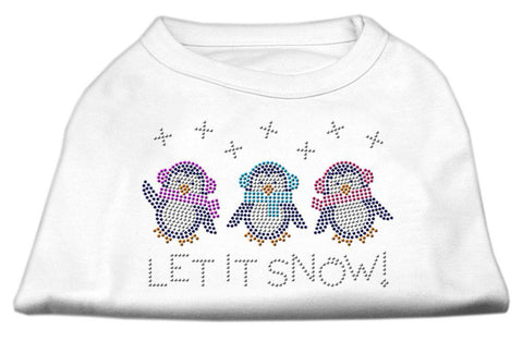 Let It Snow Penguins Rhinestone Shirt White L (14)