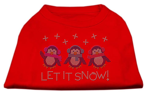 Let It Snow Penguins Rhinestone Shirt Red M (12)