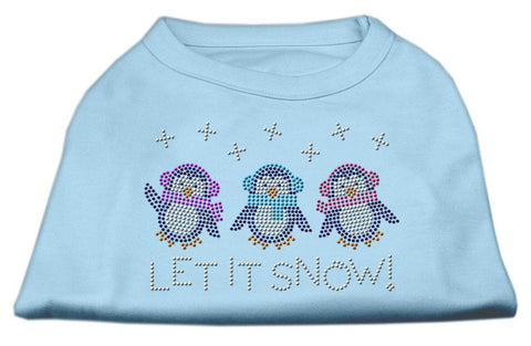 Let It Snow Penguins Rhinestone Shirt Baby Blue S (10)