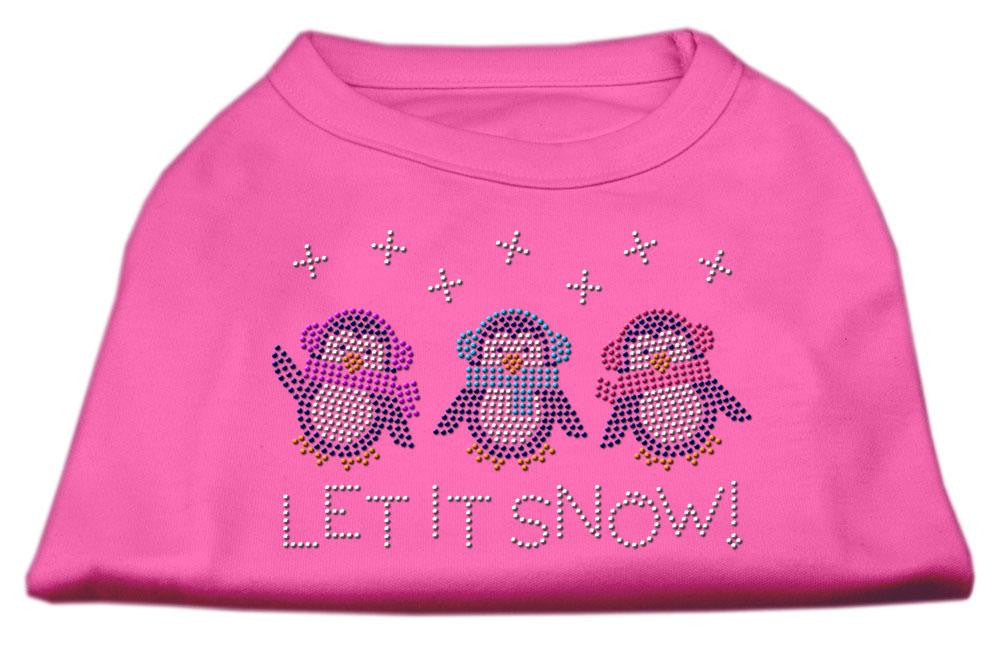 Let It Snow Penguins Rhinestone Shirt Bright Pink S (10)