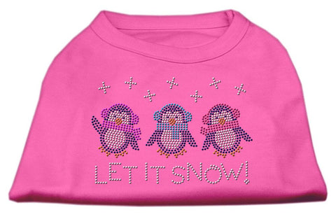 Let It Snow Penguins Rhinestone Shirt Bright Pink S (10)