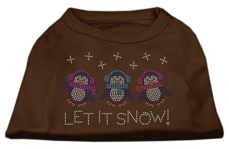 Let It Snow Penguins Rhinestone Shirt Brown XXL (18)