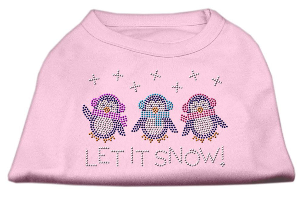 Let It Snow Penguins Rhinestone Shirt Light Pink XXL (18)