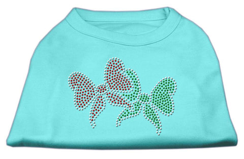 Christmas Bows Rhinestone Shirt Aqua L (14)