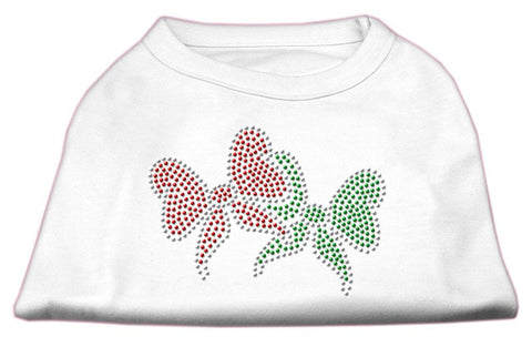 Christmas Bows Rhinestone Shirt White XXXL(20)