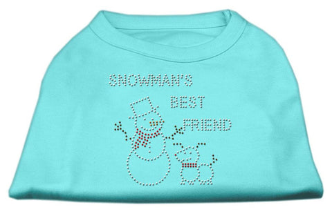 Snowman's Best Friend Rhinestone Shirt Aqua L (14)