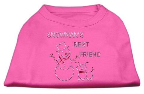 Snowman's Best Friend Rhinestone Shirt Bright Pink L (14)