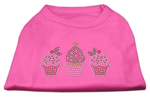 Christmas Cupcakes Rhinestone Shirt Bright Pink L (14)