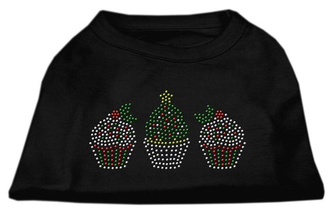 Christmas Cupcakes Rhinestone Shirt Black XS (8)