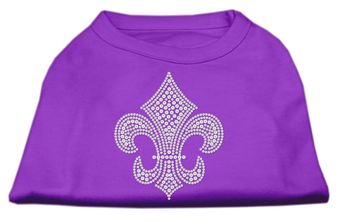 Silver Fleur de lis Rhinestone Shirts Purple L (14)