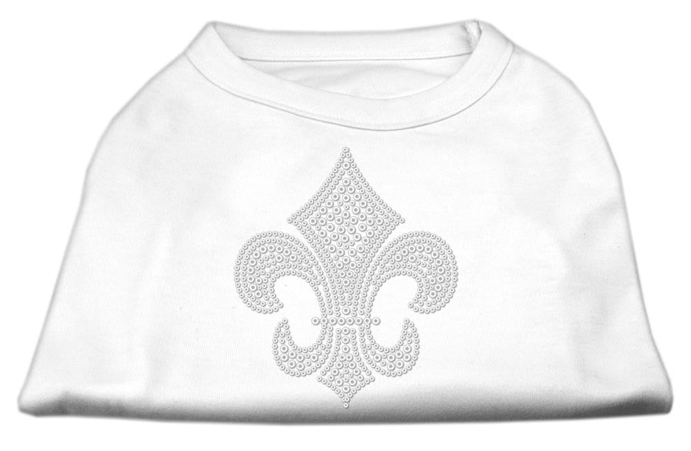 Silver Fleur de lis Rhinestone Shirts White M (12)